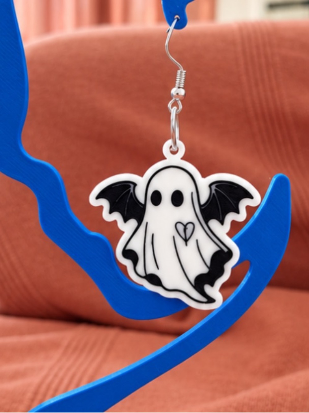 White Ghost Bat Kids Earring - Cute Halloween Accessory